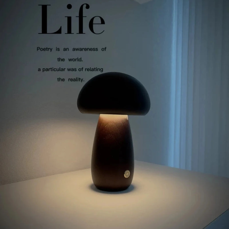 Table Lamp - Wooden Mushroom