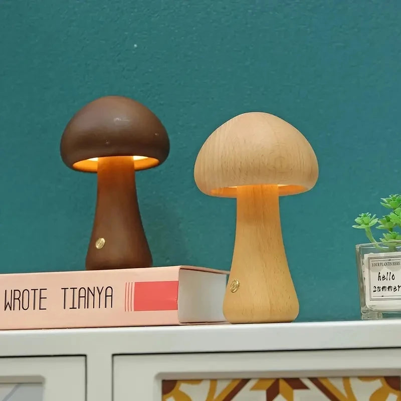 Table Lamp - Wooden Mushroom