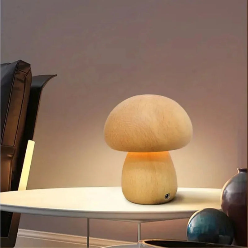 Table Lamp - Wooden Mushroom