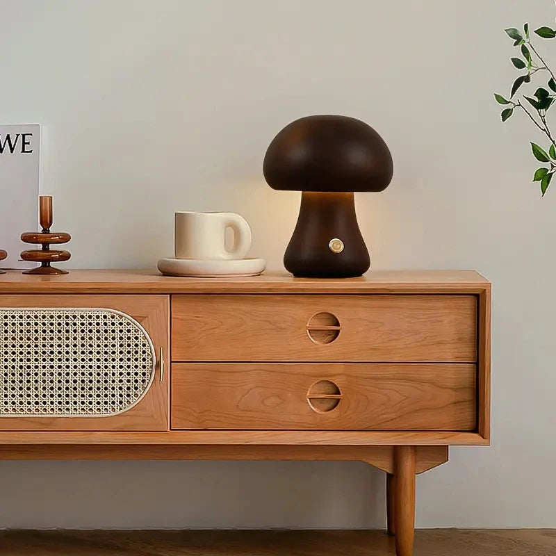 Table Lamp - Wooden Mushroom