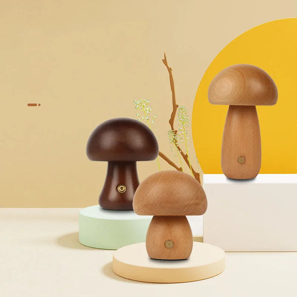 Table Lamp - Wooden Mushroom