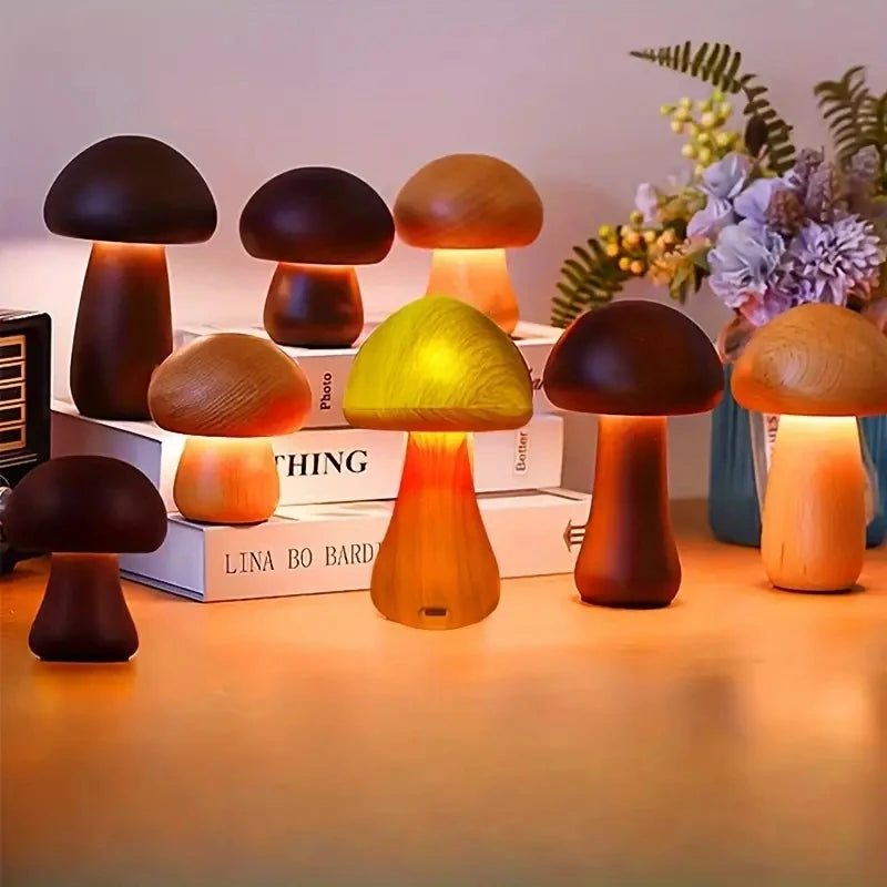 Table Lamp - Wooden Mushroom